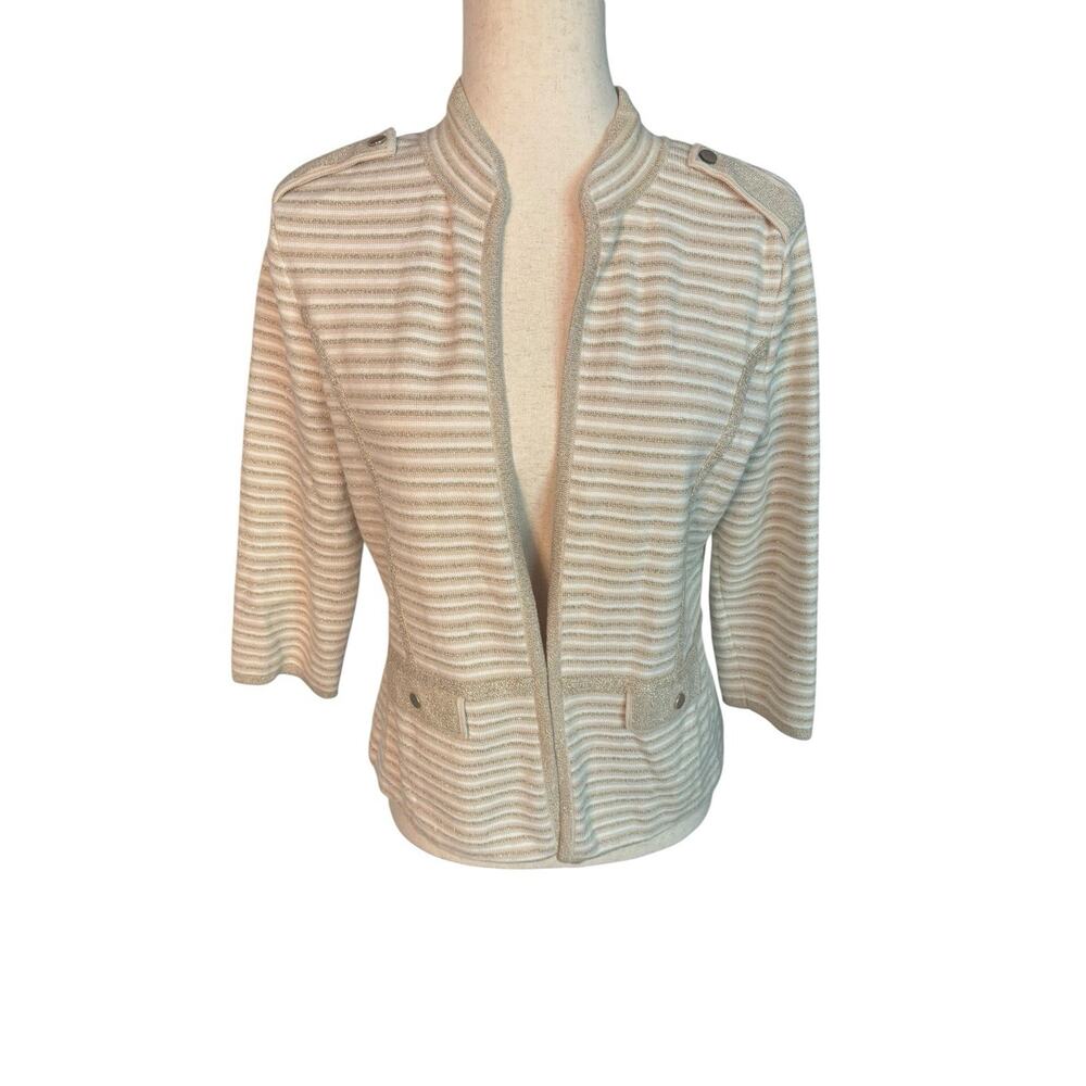 White House Black Market Tan /beige 3/4 Sleeve Blazer Jacket Size Medium